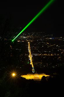 Laserscape Kassel, the world's first laser light sculpture, installed for documenta 6 in 1977