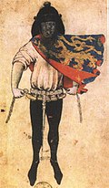 Oficial de armas de Guelders con un tabardo del escudo, hacia 1395  