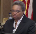 Lori Lightfoot a város első afroamerikai és nyíltan leszbikus polgármestere.