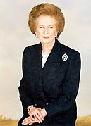 Margaret Thatcher oli konservatiivipuolueen johtaja vuosina 1975-1990 ja pääministeri vuosina 1979-1990.  