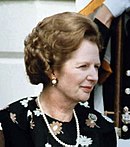 Margaret Thatcher foi líder do Partido Conservador de 1975 a 1990 e primeira-ministra de 1979 a 1990.