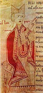 Pope Leo IX drawing in an 11th century manuscript.