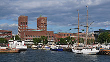 Oslo harbour with city hall