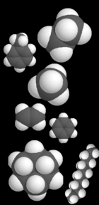 Calotte models of some hydrocarbons