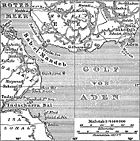 Historical map of the Gulf of Aden (around 1888)