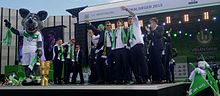 VfL players at the reception in Wolfsburg on 31 May 2015.