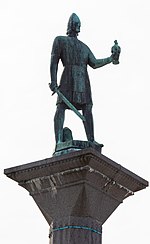 Standbeeld van Olaf I in het centrum van Trondheim