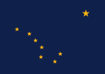De Vlag van Alaska, waar hij bekend om staat.  
