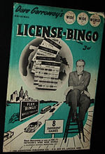 Lasten lisenssi-Bingo-peli, jossa Garroway ja Wide Wide World, 1958.  