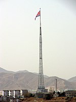 O mastro de bandeira mais alto do mundo em Kijong-dong.