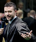 Justin Timberlake, amerykański aktor, piosenkarz i tancerz, często określany mianem Księcia Popu