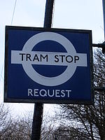 Een London Transport Tram Stopbord bij Wakebridge