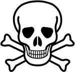 O símbolo do crânio e ossos cruzados é usado para rotular algo com veneno