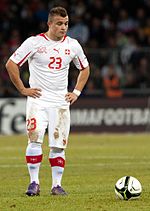 Shaqiri hrající za Švýcarsko v roce 2012