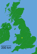 Kaart met de ligging van Telford
