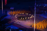 De Olympische vlam die uitgaat aan het einde van de Olympische Zomerspelen 2012.  