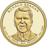 Reagan na programu prezidentské mince v hodnotě 1 USD z roku 2016