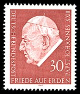 Påvens bild på ett tyskt frimärke  