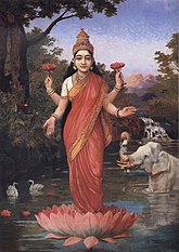 Godin Laxmi, de Hindoe-godin van rijkdom en voorspoed.