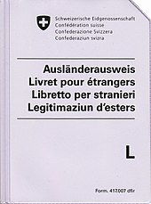 Example of a foreigner's identity card: lilac - "L" for short-term residents with up to one-year stay