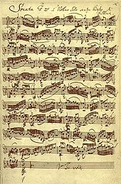 Sonata 1ma á Violino Solo senza Baßo di JSBach : Adagio; Autograph 1720