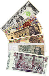 Banknotes from different countries