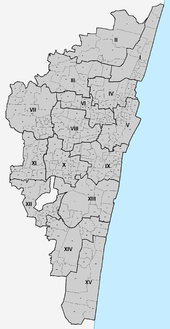 Map of the zones and districts of Chennai