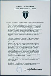 Eisenhower's daily order to the soldiers, sailors and airmen of the Allied Expeditionary Force