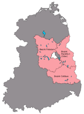 The districts of Potsdam, Frankfurt (Oder) and Cottbus in the GDR