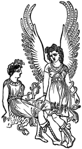 Two goddesses of vengeance (drawing from the 19th century after an antique vase)