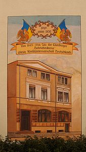 Wall painting at Nikolaiplatz: Eilenburger Darlehenskasse, the oldest credit cooperative in Germany, founded in 1850