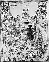 Assassination of Albrecht I, illustration from the 15th century