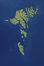 Imagem de satélite da NASA das Ilhas Faroe.