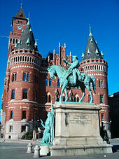 Statue of Magnus Stenbock in front of Helsingborg City Hall