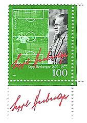 Sepp Herberger on a stamp