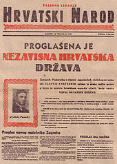 Special edition of the newspaper Hrvatski Narod (The Croatian People) of 10 April 1941 with the headline: "Proclamation of the independent Croatian state".