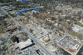 Gulfport, Mississippi: beschadigde stad getroffen door orkaan Katrina, 2005.