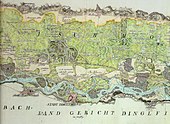 Adrian von Riedl's map of 1802 shows the original course of the Isar before its canalisation as an example for Dingolfing