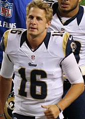 Fundașul titular al echipei Los Angeles Rams, Jared Goff.