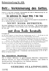 Announcement on the Reduction of the Litzmannstadt Ghetto of 22 August 1944