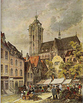 Market on the Duisburg Burgplatz, 1850