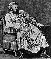 Ivanas Melnikovas, vaidinantis pagrindinį veikėją filme "Borisas Godunovas", 1874 m.