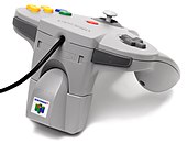 N64 controller with Rumble Pak plugged in