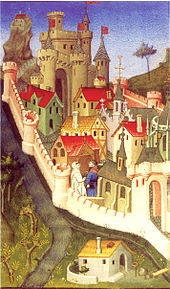 The Papal Palace and the City of Avignon, miniature painting by the Boucicaut master at the beginning of the 15th century (Bibliothèque nationale de France)