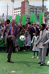 Pelé és Bill Clinton amerikai elnök Rio de Janeiróban, 1997. október 15-én.