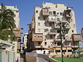 Sukkah extensions on a residential house in Bnei Brak, Israel, 2012