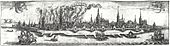 1677: Rostock city fire (copper engraving 1678)