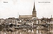 Rostock harbour and Jakobikirche around 1900