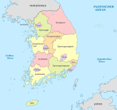 Political map of South Korea