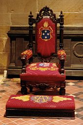 De stoel van bisschop Broughton, eerste Anglicaanse bisschop van Sydney, Australië.